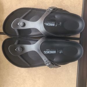 Black rubber Birkenstock sandals